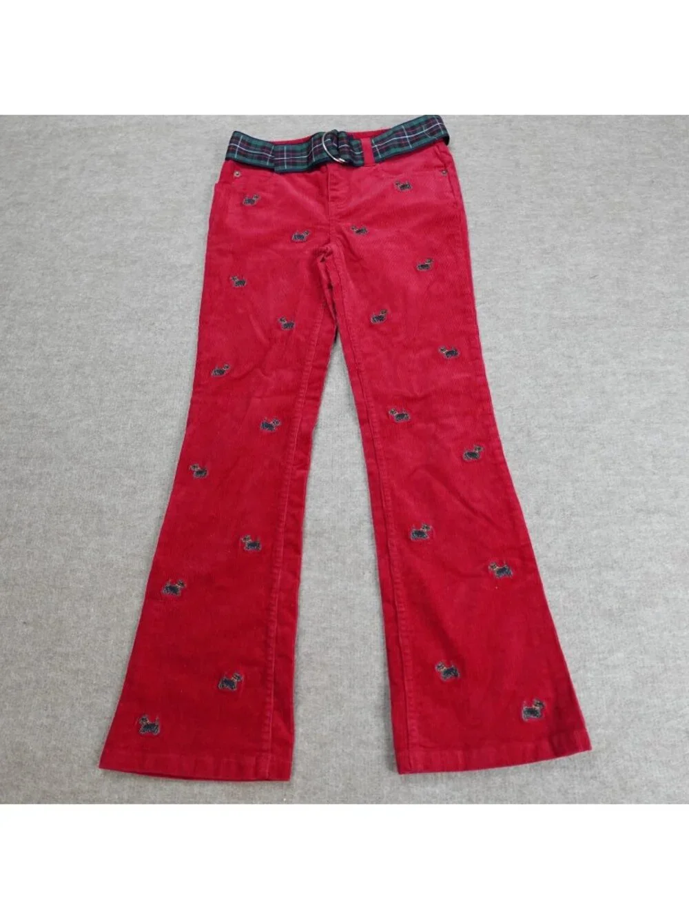 Ralph Lauren Girls Pants Red 8 Scotty Dog Critter Flare Corduroy